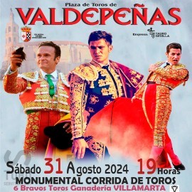 31/08 Valdepeñas (19:00) Toros RECOGER EN TAQUILLA